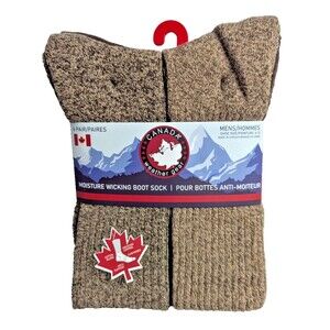 Canada Weather Gear 6-Pair Men’s Moisture Wicking Boot Socks Brown Size 6-12